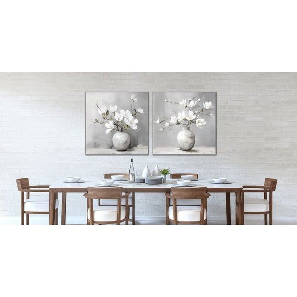 Silent Magnolias I - Hand Embellished Printed Canvas In Floating Frame - Lady of the Lake