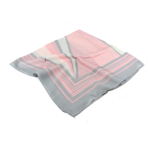 Silk Feeling Scarf - Pink & Grey Stripe