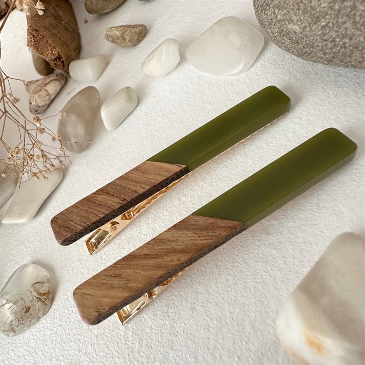 Simone Wood & Acetate Duckbill Hair Clips - Lady of the Lake