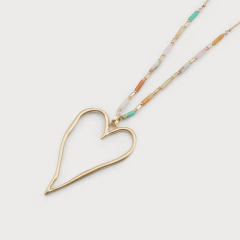 Sintra Natural Stone with Heart Pendant Necklace