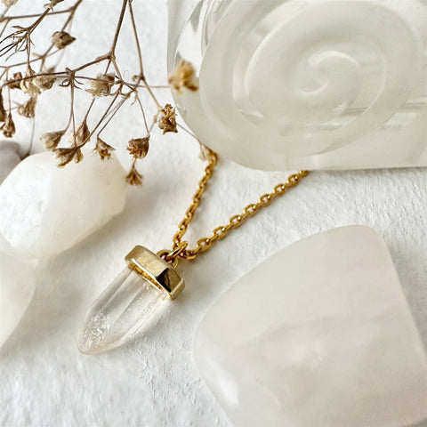 Skeksis Tiny Clear Gemstone Charm Necklace - Lady of the Lake