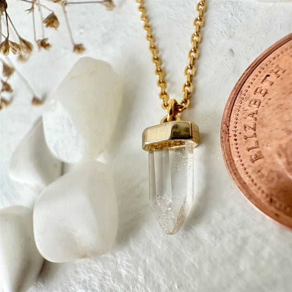 Skeksis Tiny Clear Gemstone Charm Necklace - Lady of the Lake