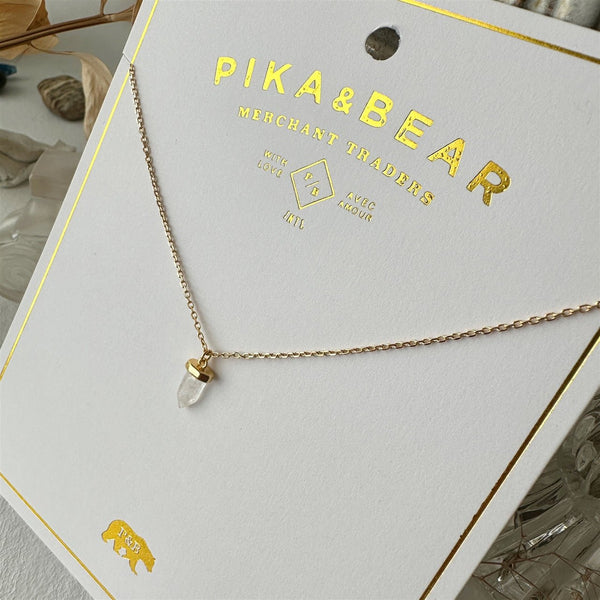 Skeksis Tiny Clear Gemstone Charm Necklace - Lady of the Lake