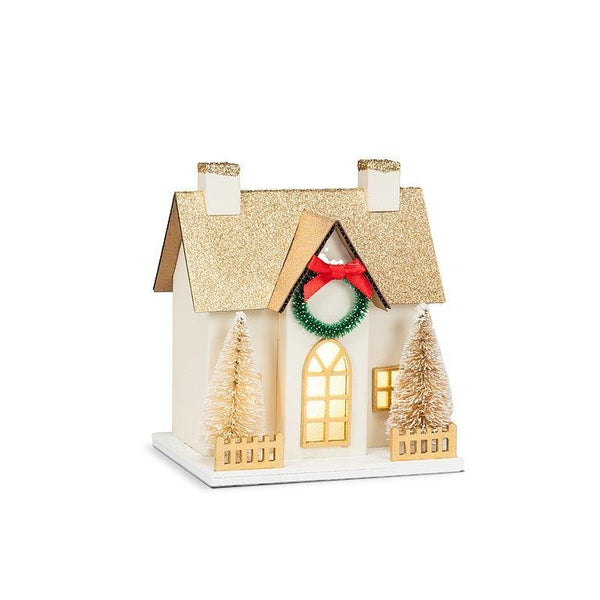 Small Glitter House With Wreath & LED Lights - Lady of the Lake