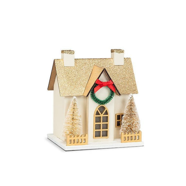 Small Glitter House With Wreath & LED Lights - Lady of the Lake
