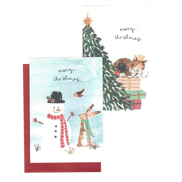 Snowman & Cat - Boxed Greeting Cards - Christmas - Lady of the Lake