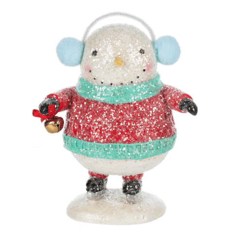 Snowman Skating Figurine With Ear Muffs - Lady of the Lake