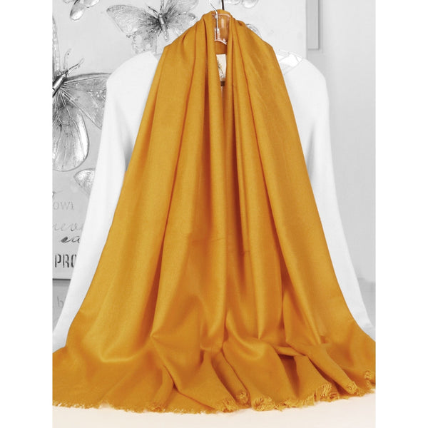 Solid Color Cut Fringe Pashmina Scarf