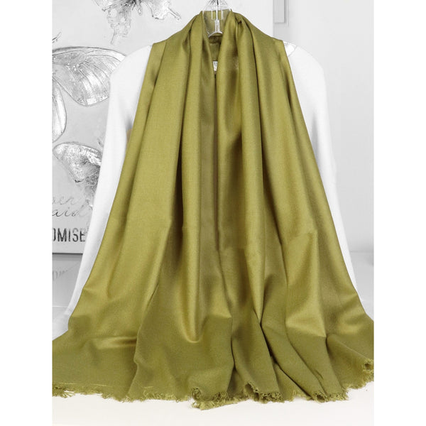 Solid Color Cut Fringe Pashmina Scarf