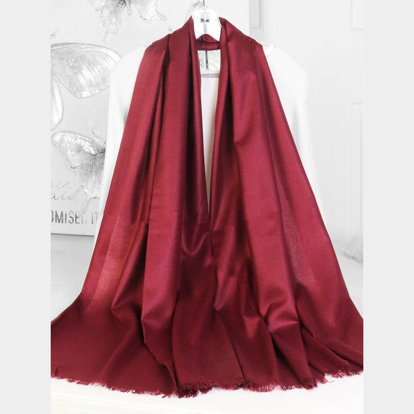 Solid Color Cut Fringe Pashmina Scarf