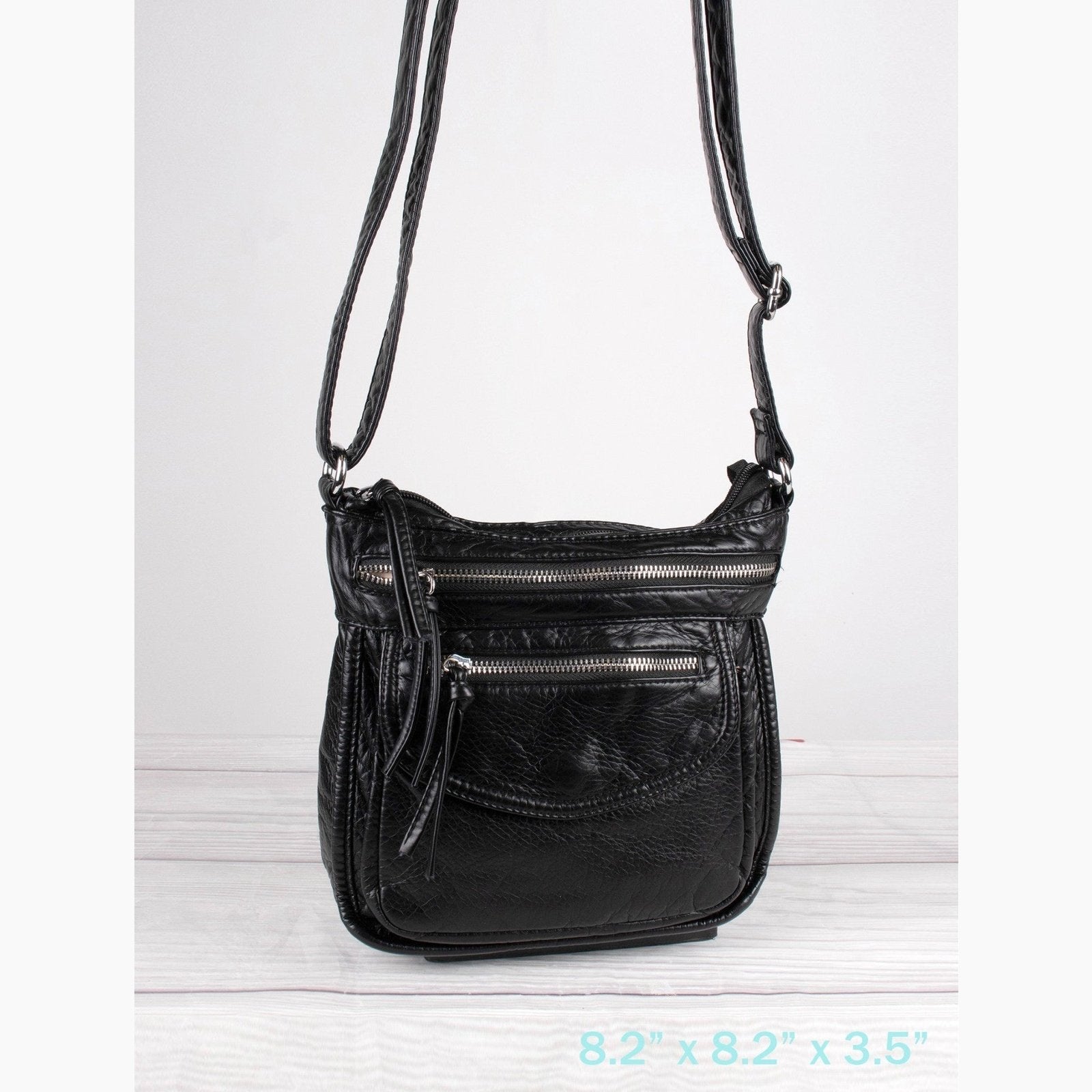 Solid Faux Leather Front Pocket Satchel