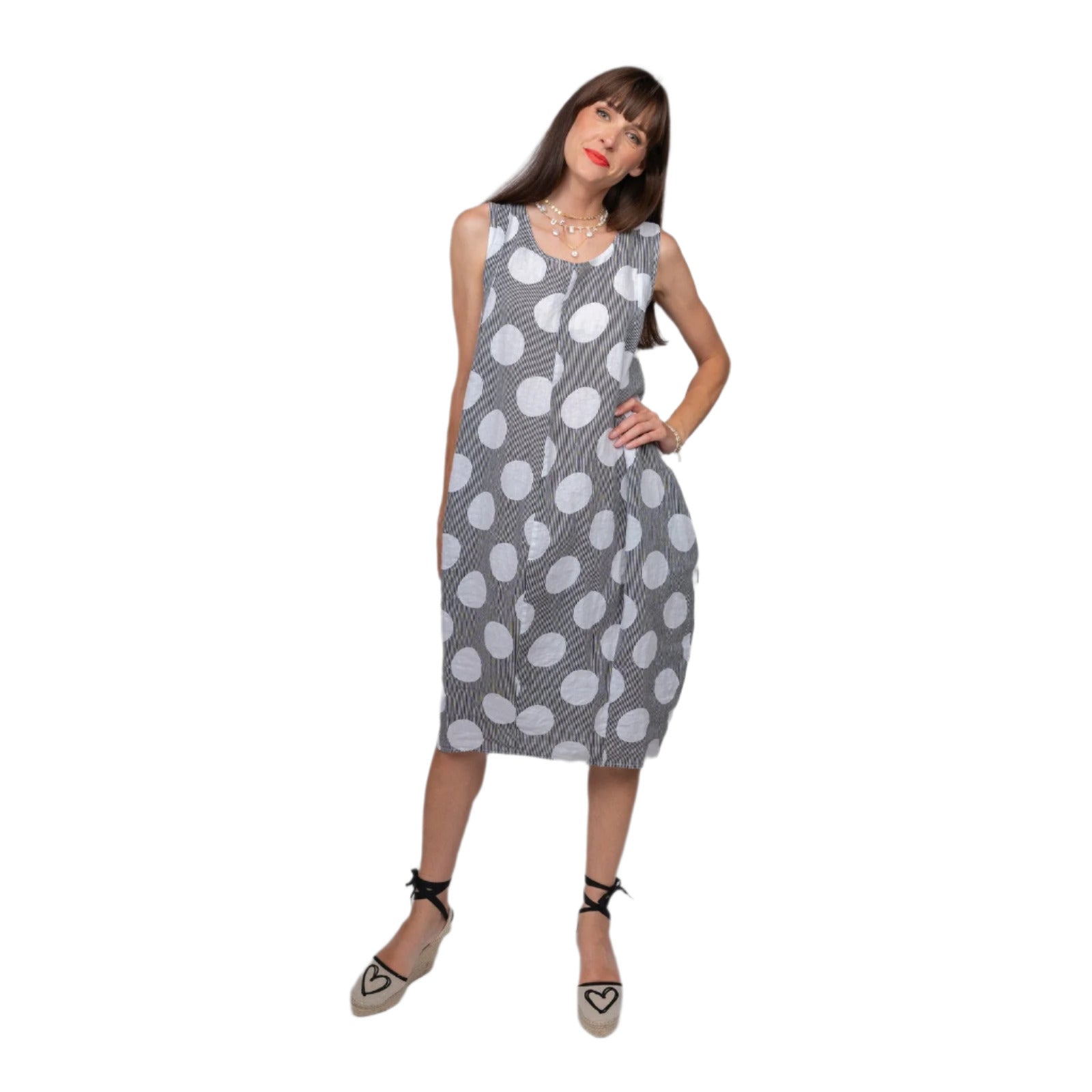 Sophia Stripe & Dot Midi Dress With Pockets - Lady of the Lake