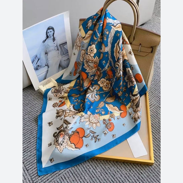 Square Satin Scarf - Floral Pattern - Lady of the Lake