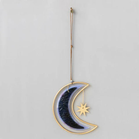 Stained Glass Light Catcher - Moon Star - Lady of the Lake