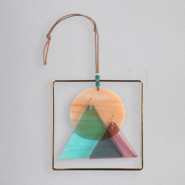 Stained Glass Light Catcher - Sunset Mountains - Lady of the Lake