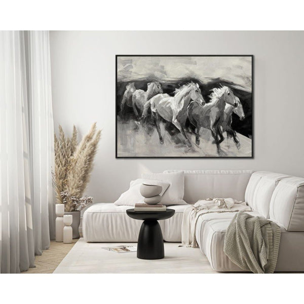 Stampede Of Shadows - Hand Embellished Canvas In Floating Frame - Lady of the Lake