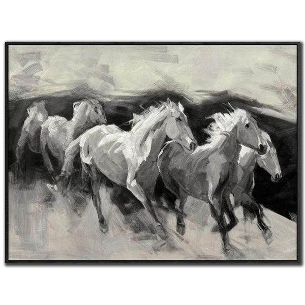 Stampede Of Shadows - Hand Embellished Canvas In Floating Frame - Lady of the Lake