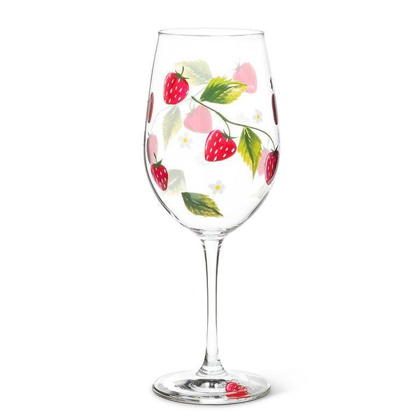 Strawberries & Flowers Wine Glass - Lady of the Lake