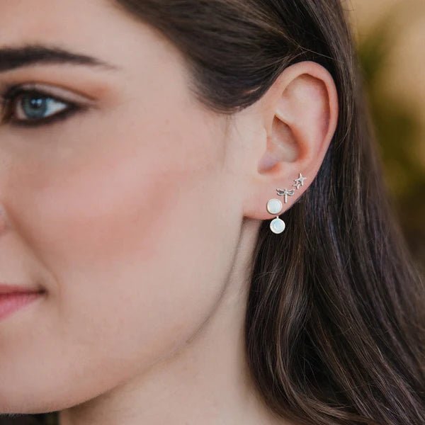 Stud Trio Ear Jacket Set - Dragonfly | Opalite | Silver - Lady of the Lake