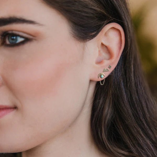 Stud Trio Ear Jacket Set - Mountain | Turquoise | Gold - Lady of the Lake