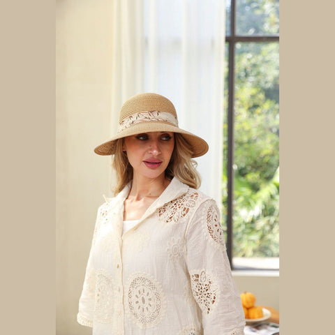 Summer Hat With Leaf Ribbon Detail - Lady of the Lake