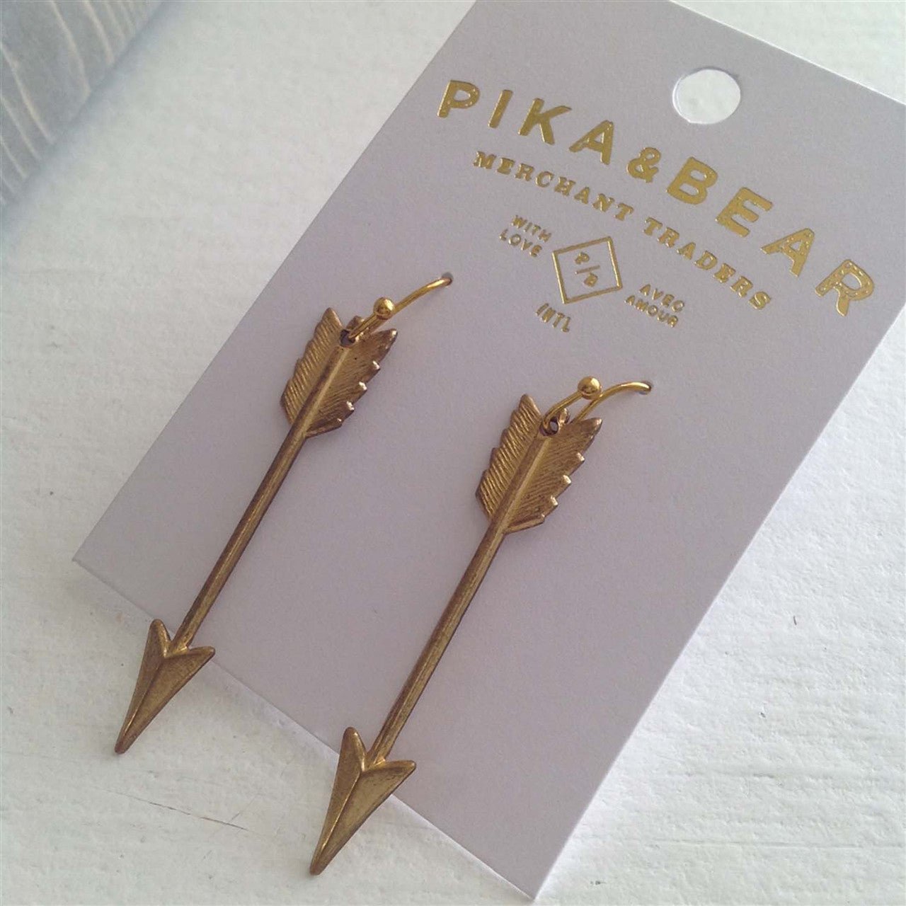 Takakkaw Raw Brass Arrow Drop Earrings - Lady of the Lake
