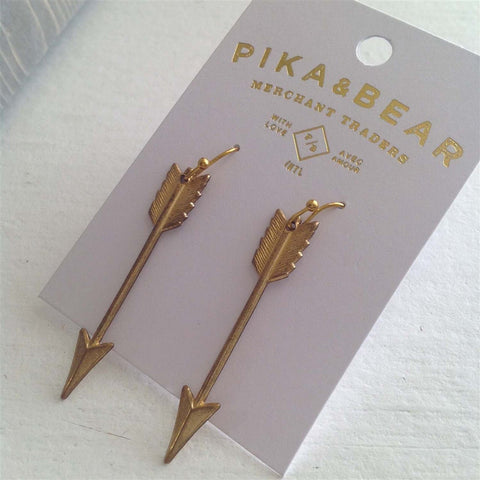 Takakkaw Raw Brass Arrow Drop Earrings - Lady of the Lake