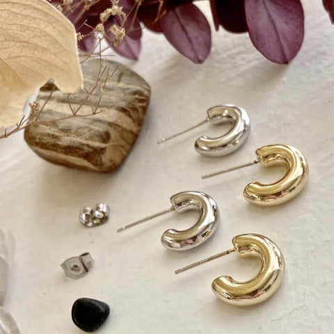 Tala Chunky Hoops With Sterling Silver Posts - Lady of the Lake