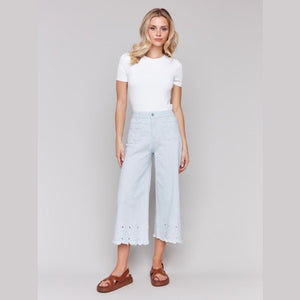 Tallulah Wide - Leg Cropped Jeans With Scallop Embroidered Hem - Lady of the Lake