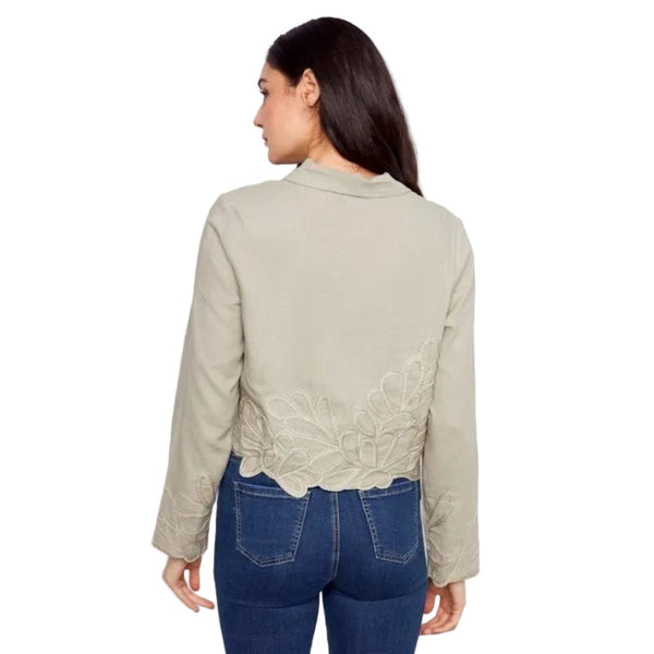 Taylor Embroidered Hem Linen Blend Jacket - Lady of the Lake