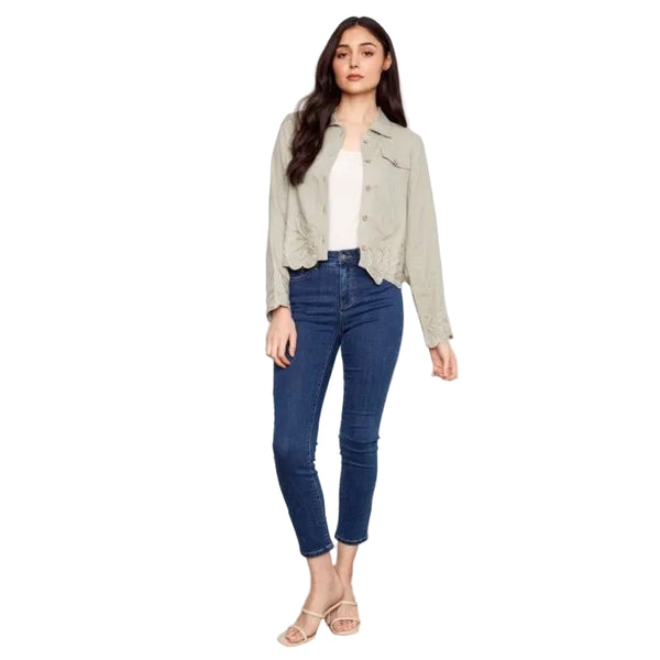Taylor Embroidered Hem Linen Blend Jacket - Lady of the Lake