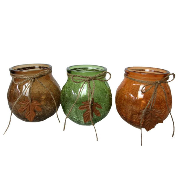 Tea Light Holder With Fall Leaf Accent - Lady of the Lake