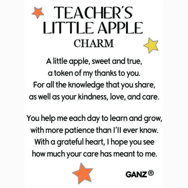 Teacher's Little Apple - Apple & Notebook Charm - Lady of the Lake