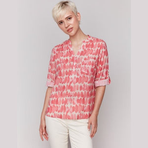 Tessa Printed Half - Button Blouse - Lady of the Lake