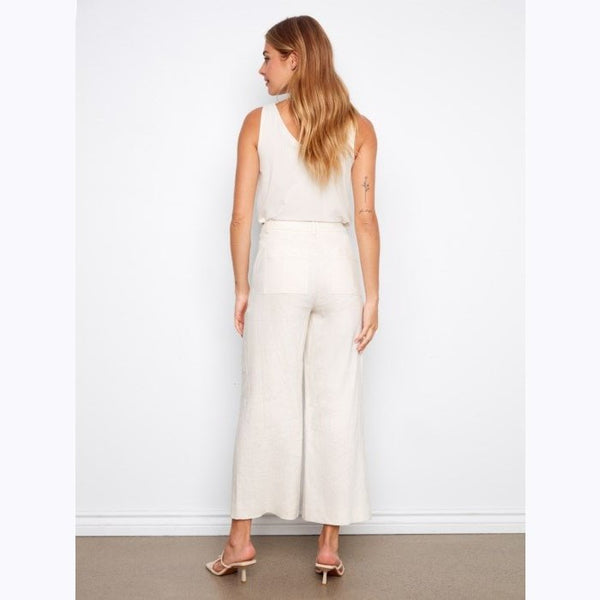 Tessa Stretch Linen Wide Leg Button - Front Pants - Lady of the Lake