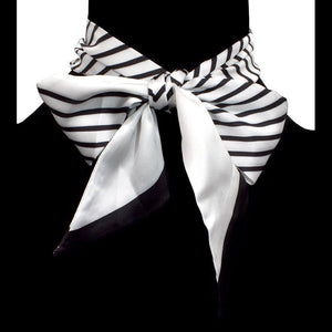 Thin Scarf - White & Black Stripe