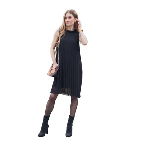 Tilbury Pleat Mock Neck Dress - Lady of the Lake