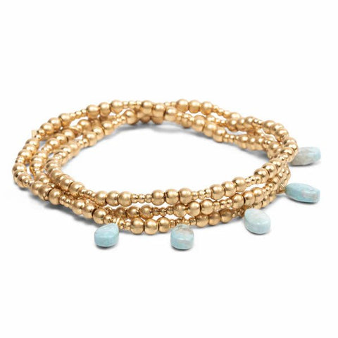 Timeless Blue Howlite & Gold - Metal Wrap Bracelet / Necklace - Lady of the Lake
