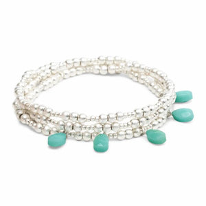 Timeless Turquoise & Silver - Metal Wrap Bracelet / Necklace - Lady of the Lake