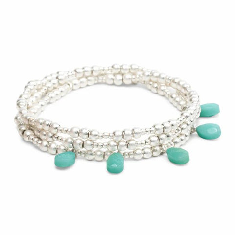 Timeless Turquoise & Silver - Metal Wrap Bracelet / Necklace - Lady of the Lake