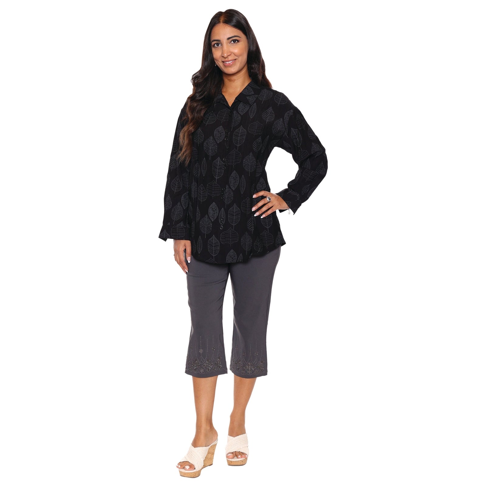 Tracey Black Leaf Tunic