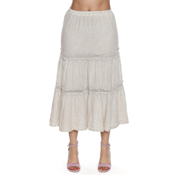Tracey Linen Tiered Skirt With Lace Detail - Lady of the Lake