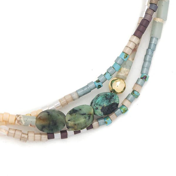 Transformation | African Turquoise & Gold - Mixed Media Bracelet - Lady of the Lake