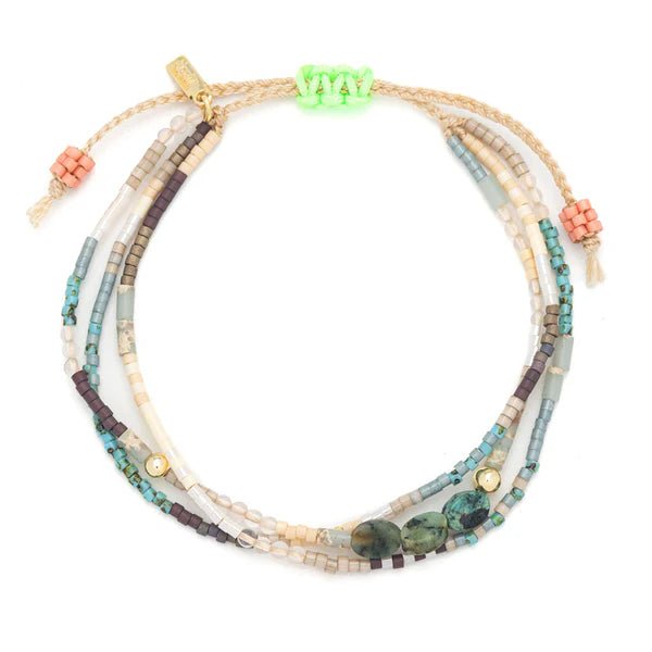 Transformation | African Turquoise & Gold - Mixed Media Bracelet - Lady of the Lake