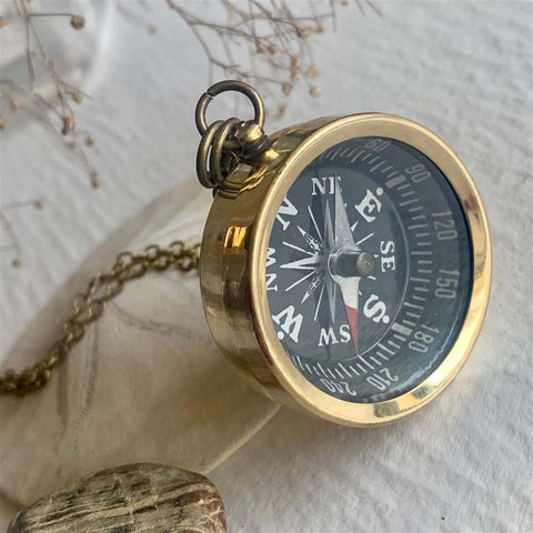 True North Brass Compass Pendant Necklace - Lady of the Lake