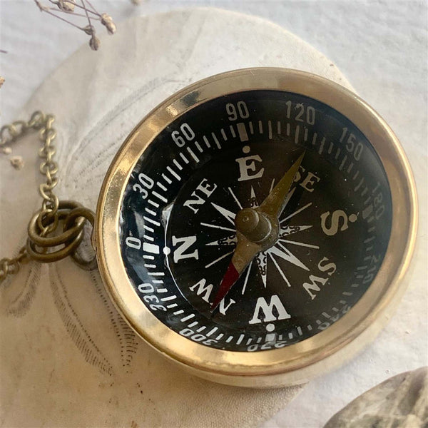 True North Brass Compass Pendant Necklace - Lady of the Lake