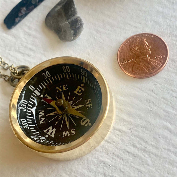 True North Brass Compass Pendant Necklace - Lady of the Lake