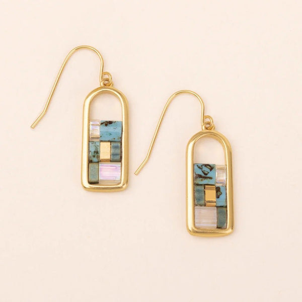 Turquoise - Good Karma Miyuki Frame Earring