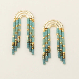 Turquoise & Mint - Chromacolor Miyuki Rainbow Fringe Earring