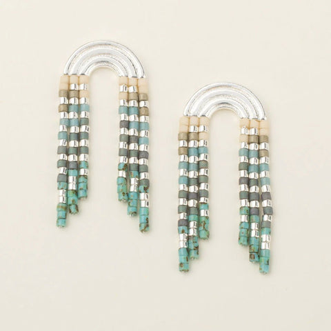 Turquoise Multi - Chromacolor Miyuki Rainbow Fringe Earring